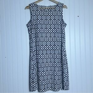 Lulu-B Geometric Black and White Sleeveless Mini Shift Dress Size Medium Casual